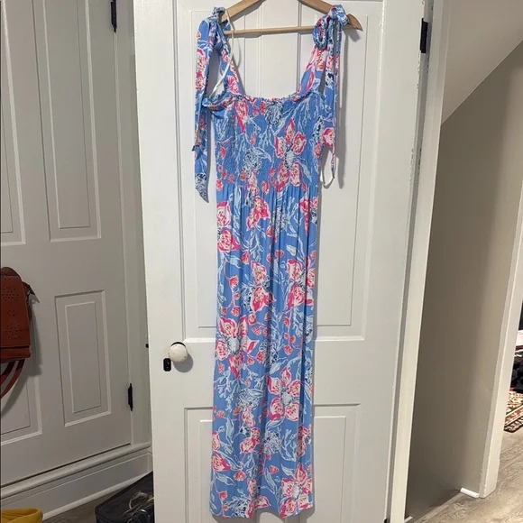 Lilly Pulitzer | Dresses | Lilly Pulitzer Womens Pink Blue Kailua Smocked  Maxi Dress Size L Euc | Poshmark